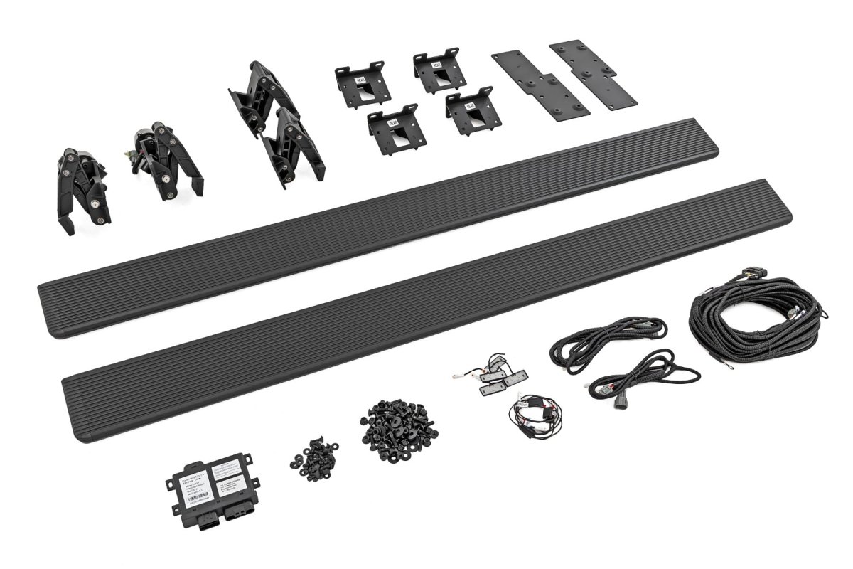Jeep Wrangler JK Unlimited Power Running Boards - Rough Country - 6-Inch All-Season Aluminum Boards - '07-'10